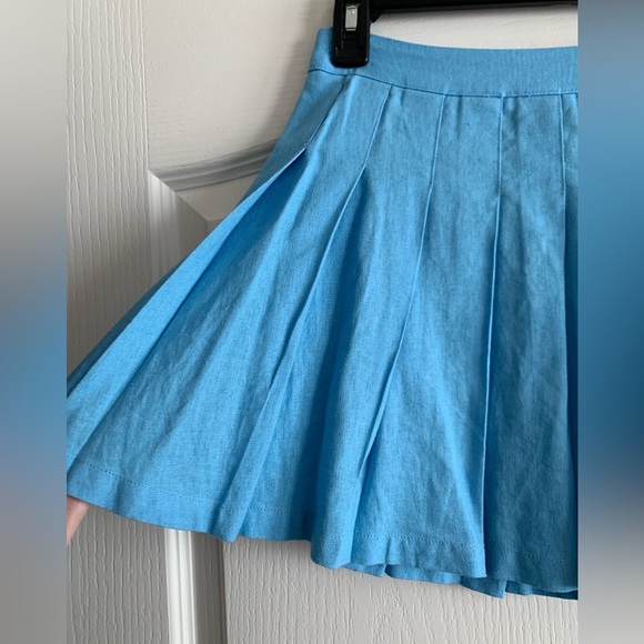 F21 blue pleated linen mini skirt size XS - Picture 3 of 3